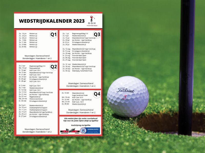 golf hoenderdaal Wedstrijdkalender 2023
